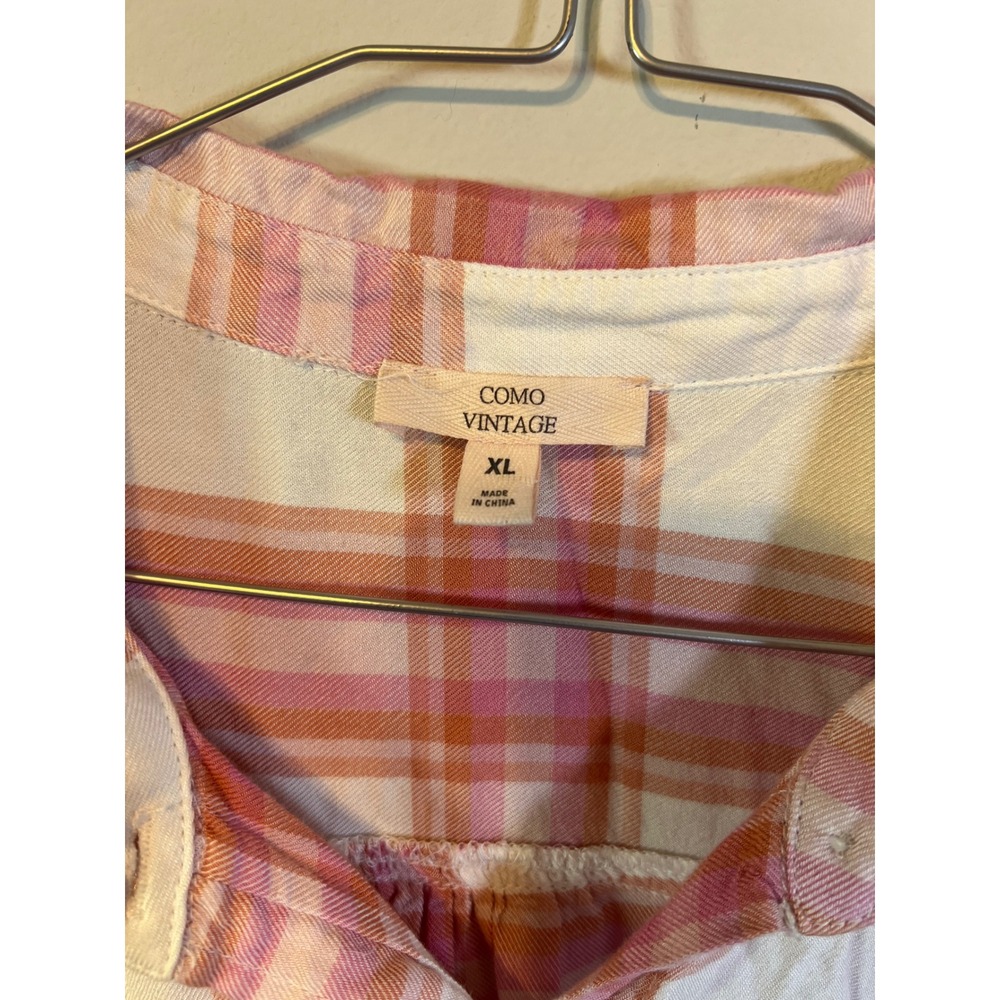 Como‎ Vintage Womens Shirt Plaid Button Down Pink XL - Picture 2 of 6